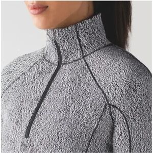 Lululemon Athletica RUSH HOUR 1/2 ZIP sz 10 Black and White Textured Jacket